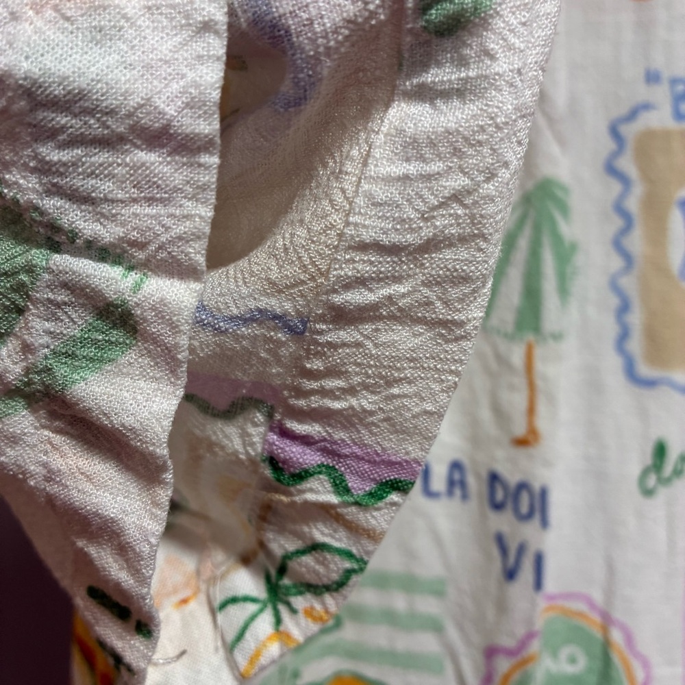 Label of Love Women's Shirt Size M Linen Blend Colorful Graphic 3/4 sleeves - Picture 9 of 15